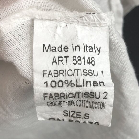 Lungo L'arno Women's Crochet Lace Linen Top S White Coastal Bohemian Lagenlook - Picture 5 of 9